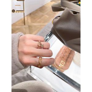 p正品dior迪奥戒指女新款字母cd镶钻情侣对戒星星镂空经典珍珠指