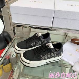 正品直邮dior迪奥新款休闲圆头老花满印系带女鞋板鞋高帮运动鞋