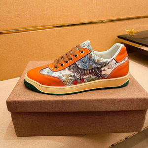 花花公子鞋子印花布货源鞋工厂图案面老虎潮新款潮流橙色透气休闲