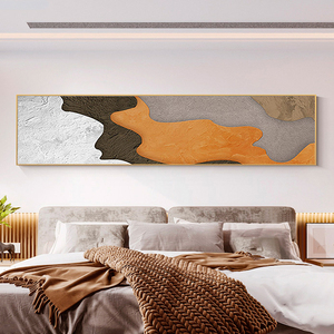 现代简约卧室床头几何抽象装饰画肌理油画客厅沙发壁画主卧墙挂画