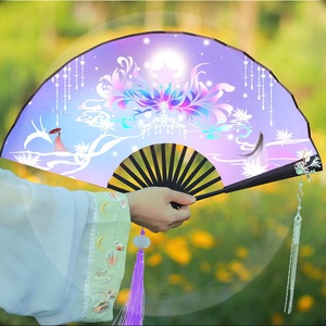 网红古代古装国风扇子男古风国潮道具仙气折扇绢布汉服易开合女生