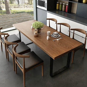 IKEA宜家北欧实木餐桌椅组合轻奢简约复古饭店咖啡厅长方形桌椅小