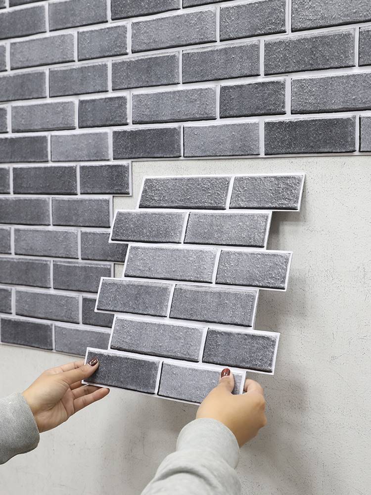 餐馆3d复古立体青砖墙贴中式仿古砖纹墙纸自粘防水防潮背景墙商用