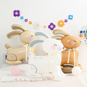 ins中秋小兔子主题动物铝膜气球男女孩周岁生日装饰派对场景布置