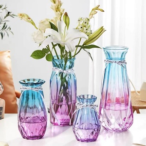 北欧创意玻璃花瓶彩色大号水培富贵竹百合花玫瑰客厅装饰插花摆件