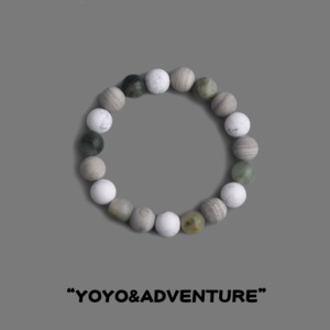 YOYO冒险 新中式天然青山绿松石盘玩手串男女款弹力绳串珠子手链