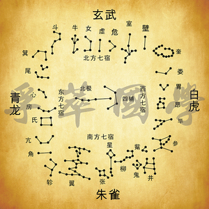 二十八宿星宿图星象古天文星官图古星座周易易经知识四象图装饰画