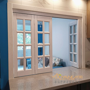 全实木定制欧式格子玻璃折叠门书房厨房隔断窗户移门推拉门无下轨