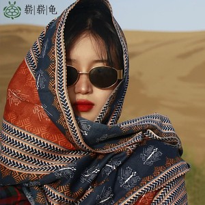 夏季度假民族风围巾文艺棉麻女士云南旅游西藏防晒包头丝巾大披肩