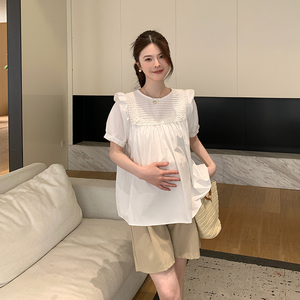 MAMI高端孕妇夏装上衣短袖新款韩版纯棉外穿减龄孕妇娃娃衫夏季