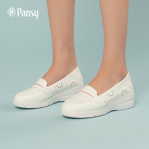 Pansy日本女单鞋平底春秋软底舒适防滑上班鞋护士小白鞋不累脚118