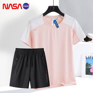 NASA联名短款运动套装女士夏季短袖短裤健身服透气速干休闲两件套