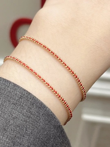 法国redline红绳明星同款珠珠编织18k金手链本命年送女友情侣手绳