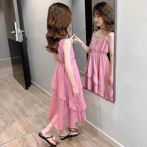 巴拉巴柆4岁女童时尚雪纺连衣裙洋气7夏装新款9中大童韩版8岁女孩