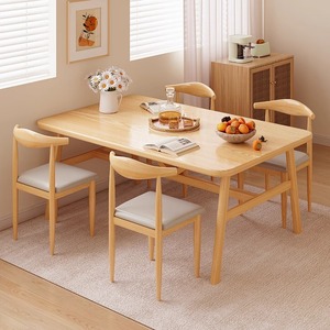 餐桌家用小户型现代简约出租房用北欧商用简易长方形饭桌椅子组合