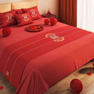 结婚床尾巾床旗喜庆婚房红色床盖装饰布置桌旗床尾毯搭巾床上用品