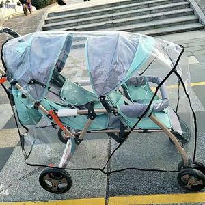 双人儿童推车雨衣三轮车透明雨罩蚊帐双胞胎保暖婴儿车罩防寒防雨