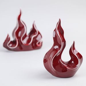 红色火属性火焰陶瓷摆件招财办公室玄关家居装饰品工艺品乔迁礼物