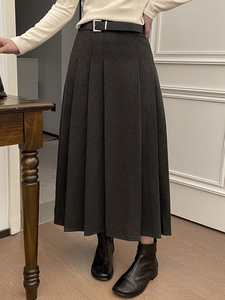 1688上海兰芝服饰有限公司复古高腰毛呢半身裙女冬装新款韩系气质