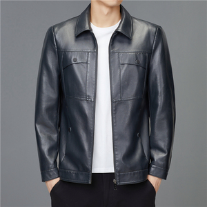利郎春秋季海宁潮流真皮皮衣男士绵羊皮短款立领帅气机车夹克外套