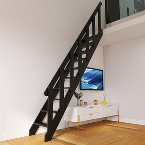 实木阁楼整体楼梯室内带扶手直梯子家用爬梯登高梯加宽踏步落地梯