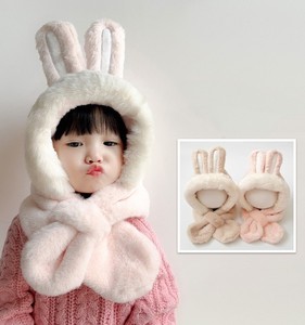 连帽围巾一体冬季儿童女生宝宝帽子可爱兔子毛绒加厚护耳婴幼儿帽