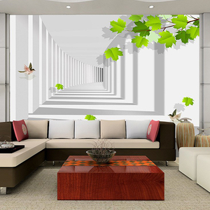18D立体电视背景墙纸现代简约客厅沙发无缝墙布空间延伸壁纸壁画