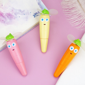 夏季创意儿童便携式胡萝卜手摇风扇笔圆珠笔学生办公两用礼品笔