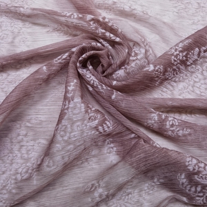 豆沙色立体浮雕植绒提花雪纺布料  夏季薄款连衣裙衬衫时装面料