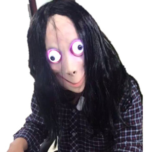 momo面具乳胶万圣节鸟人头套假发道具化妆恐怖整蛊女鬼人皮可发光
