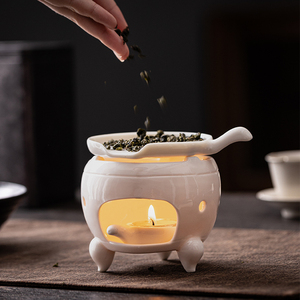 陶瓷烤茶炉日式家用暖茶蜡烛加热茶叶提香器焙茶醒茶器烘茶炒茶器