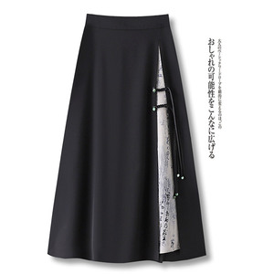 中国风半身裙女夏季薄款马面裙2024新款改良小个子中长款黑色伞裙