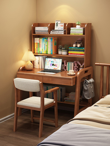 爱果乐儿童单人学习桌中小学生家用实木书桌可升降卧室床边写字桌