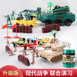 乐高积木玩具兵人套装桶装57pcs  坦克战车飞机军事沙盘玩具礼物