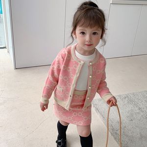 韩系女童小香风甜毛衣针织两件套韩版儿童套装裙宝宝洋气春秋小孩