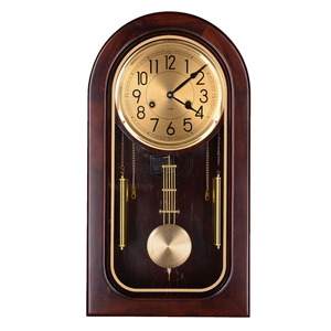 北极星机械报时摆钟时尚复古欧式实木挂钟简约时钟全铜机芯挂表