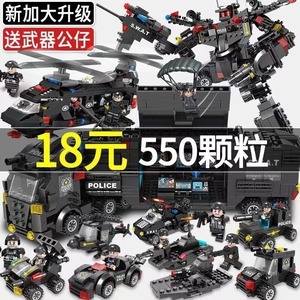 乐高积木2023新款拼装玩具益智军事城市警察特警男孩飞机汽车警车