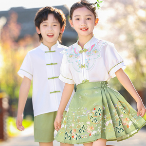 六一儿童演出服合唱班服套装幼儿园舞蹈汉服中国风马面裙表演服装