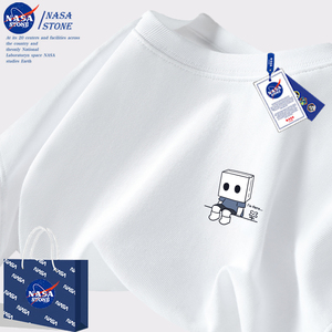 NASA联名纯棉盒子小人短袖t恤男2024款夏装潮牌卡通宽松休闲上衣