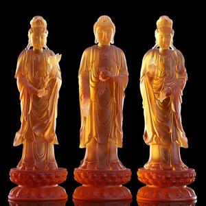 古法琉璃观音佛像居家供奉琉璃西方三圣神像阿弥陀佛祖大势至菩萨