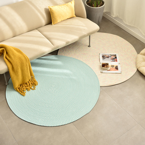 日式圆形地毯客厅棉线编织沙发茶几垫卧室床边地垫加厚耐磨椅子垫