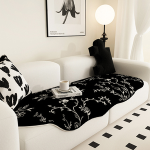 不规则异形沙发垫子高级感韩系沙发垫奶油风短绒坐垫直排防滑盖布
