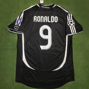 皇马球衣0607客场黑色长袖劳尔罗纳尔多贝克汉姆复古足球服套装男