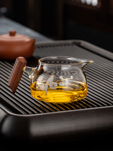 木把玻璃公道杯茶漏一体套装日式加厚耐热功夫茶具茶海过滤分茶器
