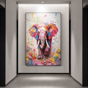 大象大芬村手绘油画玄关挂画抽象客厅装饰画现代轻奢入户走廊过道