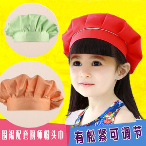 韩版厨师帽子儿童围裙手工厨师服男女童表演服厨房工作服可印logo