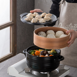 电磁炉砂锅专用多功能蒸锅煮锅一体家用小型电蒸锅煲汤带蒸笼汤锅