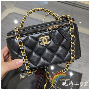 chanel香奈儿包包22s新款 镂空双c手柄链条羊皮长盒子包
