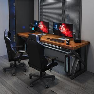 实木双人台式电脑桌家用卧室两人并排电竞桌长条大书桌卧室工作台