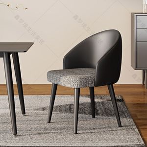 意式网红黑色餐椅现代简约轻奢布艺酒店设计师椅子家用休闲桌椅子